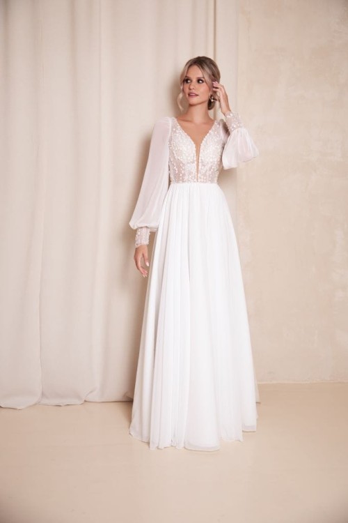 suknia ślubna z kwiatami 3D